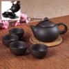 premium black clay / ceramic tea set with teapot & 4 cups