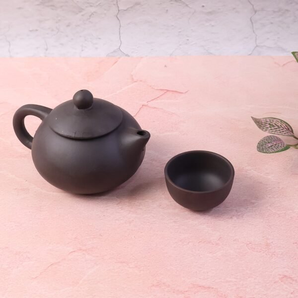 premium black clay / ceramic tea set with teapot & 4 cups