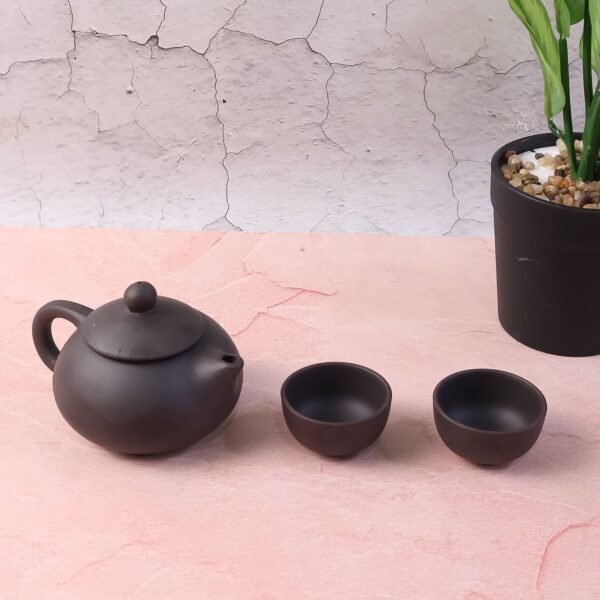 premium black clay / ceramic tea set with teapot & 4 cups