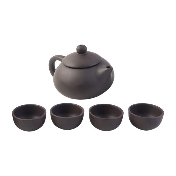 premium black clay / ceramic tea set with teapot & 4 cups