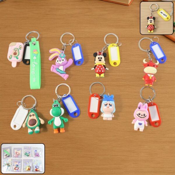 cartoon character keychain with name tag (mix design, 1 pc)