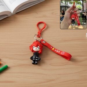 cute red hair cartoon girl silicone keychain (1 pc) cute red hair cartoon girl silicone keychain (1 pc)
