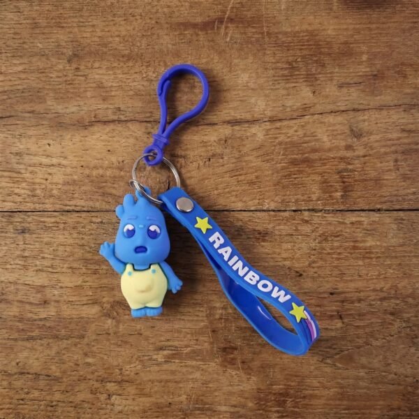 cute cartoon character keychain with silicone strap & carabiner clip â€“ 1 pc