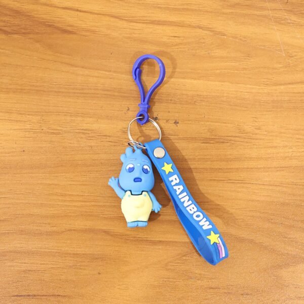 cute cartoon character keychain with silicone strap & carabiner clip â€“ 1 pc