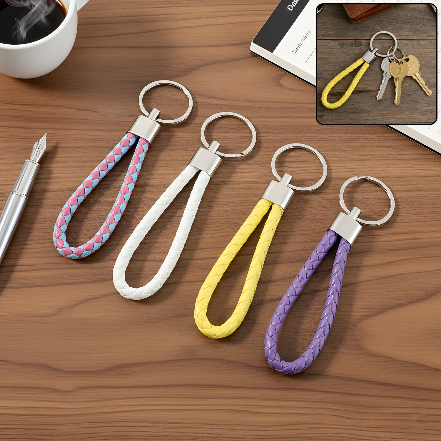 braided loop keychain set (4 pc)