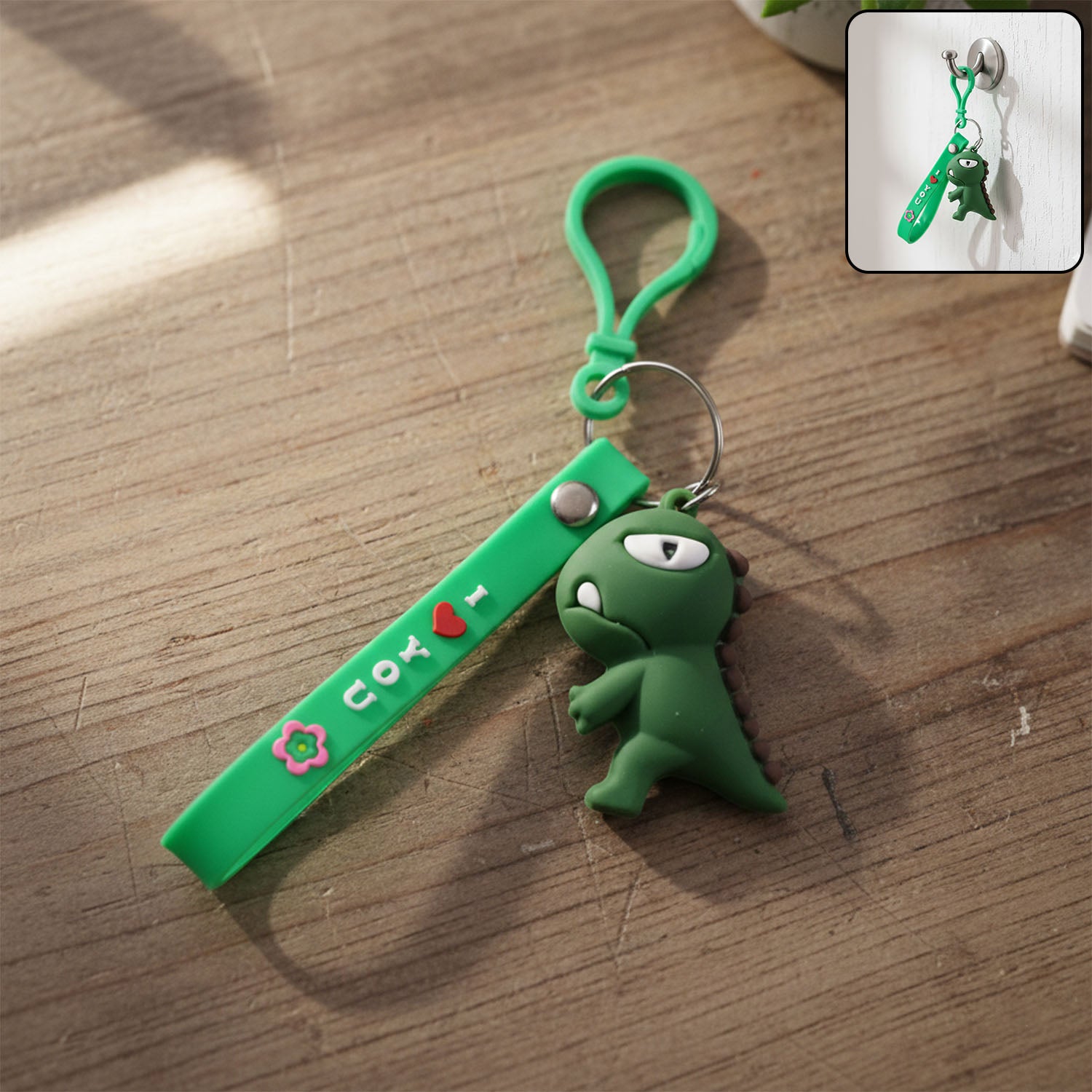 cute dinosaur cartoon silicone keychain (1 pc)