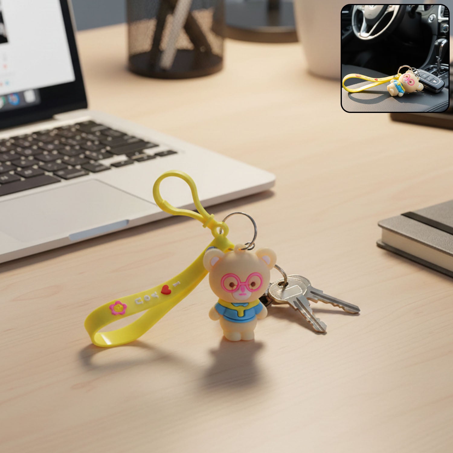 cute cartoon bear silicone keychain (1 pc)