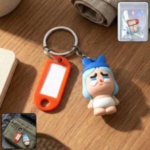 cute cartoon baby character keychain with label tag holder (1 pc) cute cartoon baby character keychain with label tag holder (1 pc)