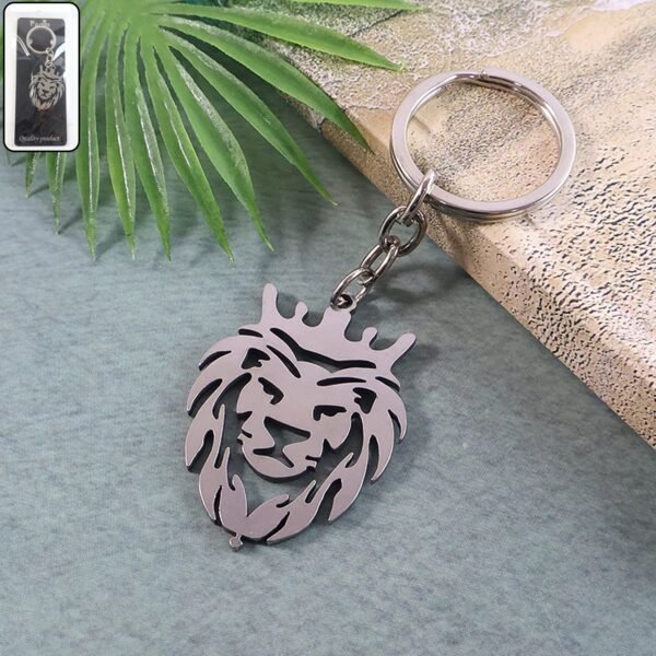 stylish metal lion head keychain (1 pc)