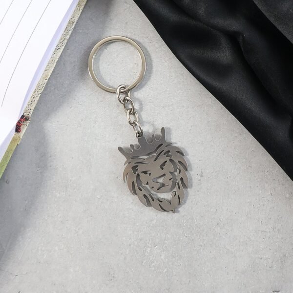 stylish metal lion head keychain (1 pc)