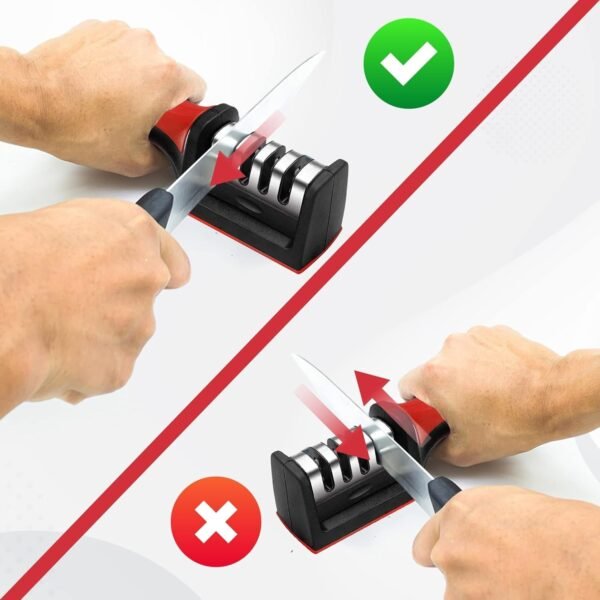 3 stage knife sharpener tool with ergonomic handle (1 pc)