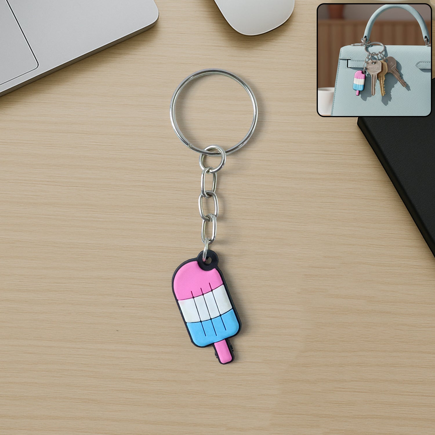 cute ice cream popsicle shape cartoon keychain (1 pc)