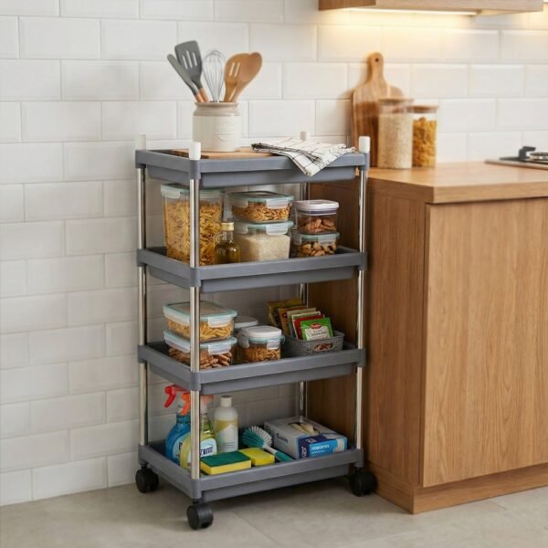 4 layer rolling storage cart with wheels set