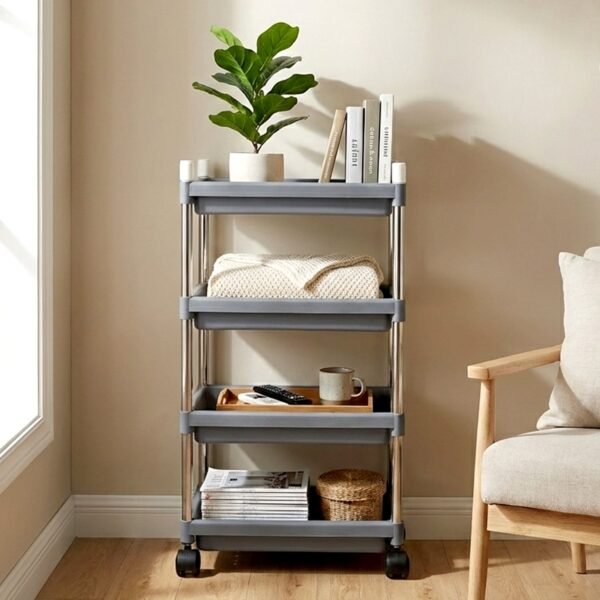 4 layer rolling storage cart with wheels set