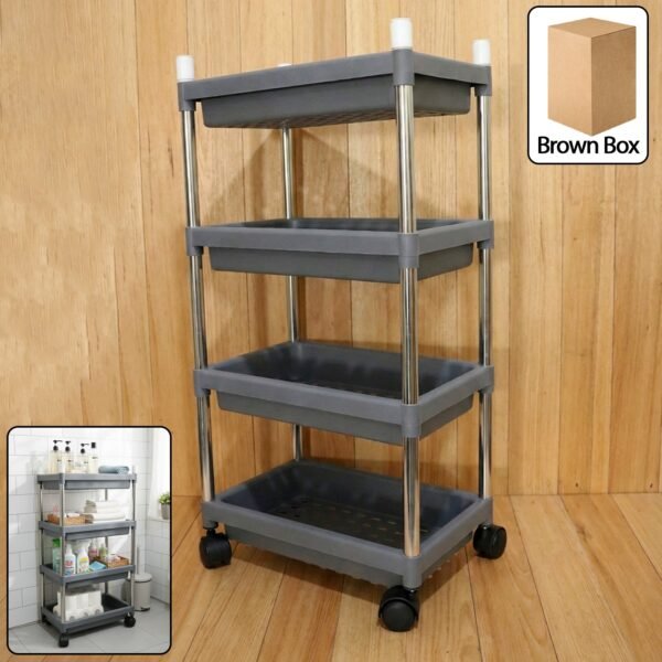 4 layer rolling storage cart with wheels set