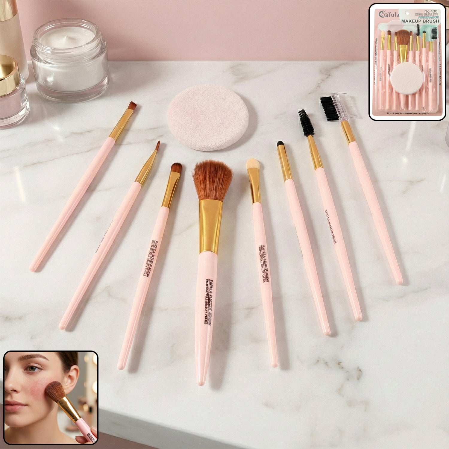 9 in 1 professional makeup brush set (1 set)