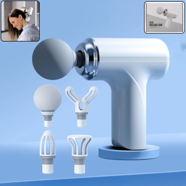 electric vibrating massage gun with multiple interchangeable heads
