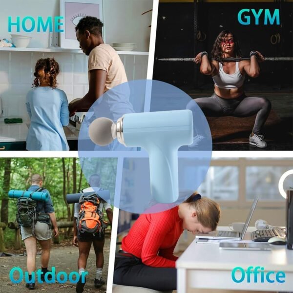 electric vibrating massage gun with multiple interchangeable heads