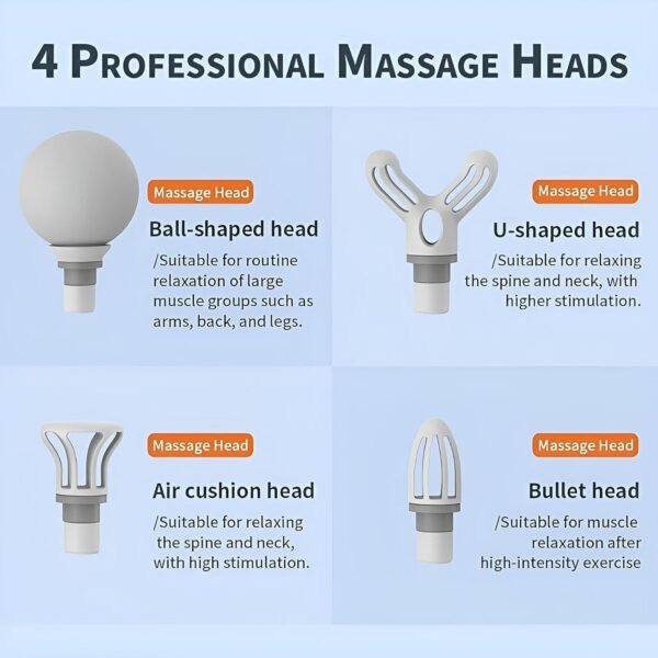 electric vibrating massage gun with multiple interchangeable heads