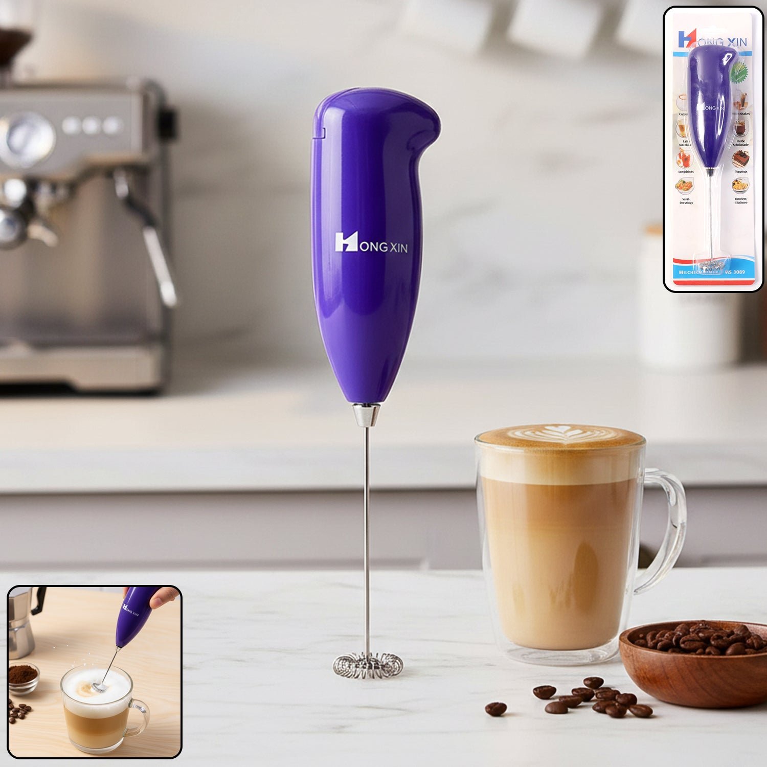 handheld mixing & frothing blender for coffee, milk, tea (1 pc)