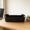 black plastic storage basket tray set (4 pcs)