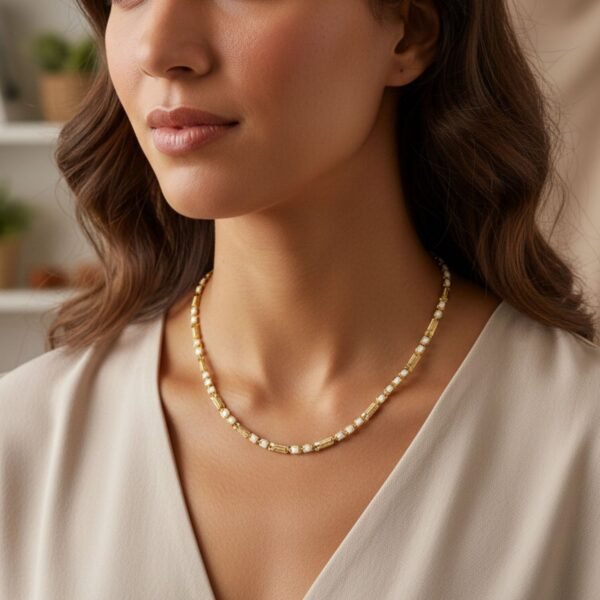 gold tone designer chain necklace (1 pc)