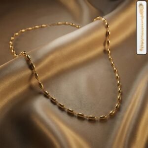 elegant gold tone oval bead necklace chain for women (1 pc)