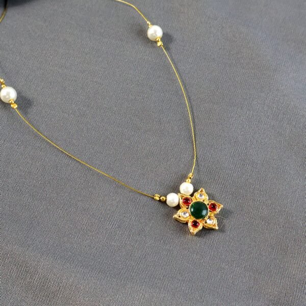 traditional multicolor stone floral pendant necklace chain (1 pc)