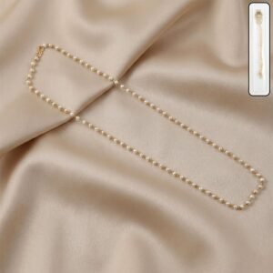 elegant pearl beaded long necklace with gold tone link chain (1pc)