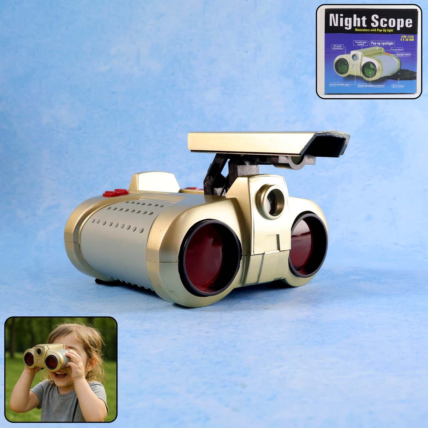 kids night scope toy binoculars with pop up spotlight (1 pc)