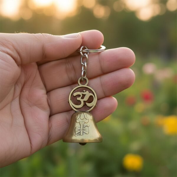 om symbol temple bell metal keychain (1 pc)