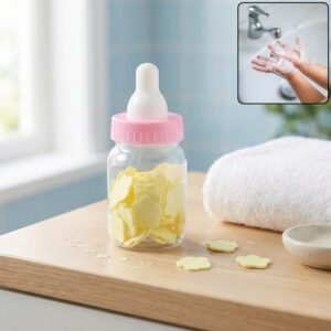 portable baby bottle shape hand wash soap paper sheets set (1 set)