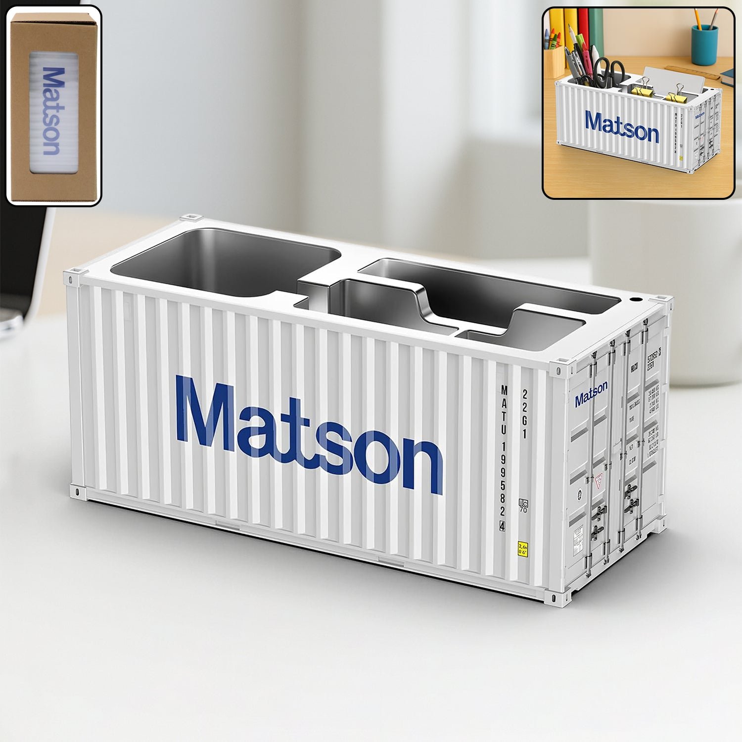 container style multi compartment desk organizer (1 pc)