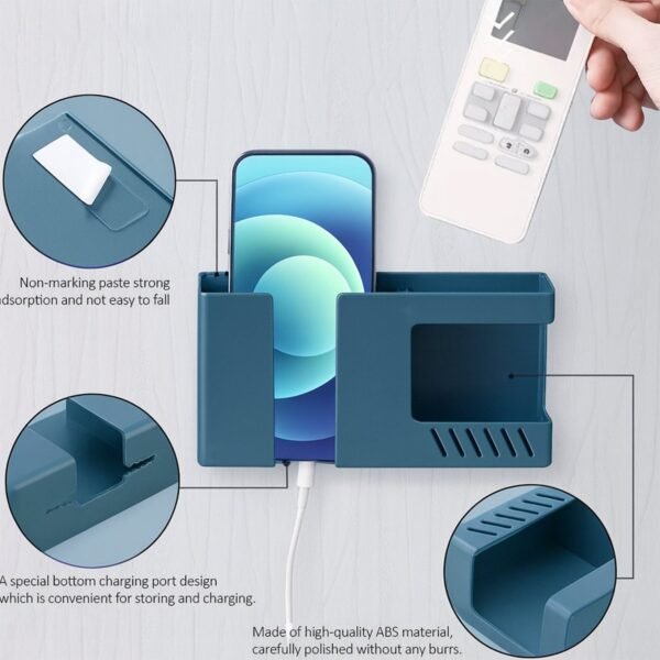 wall mounted storage holder â€“ mobile and remote control organizer (1 pc)