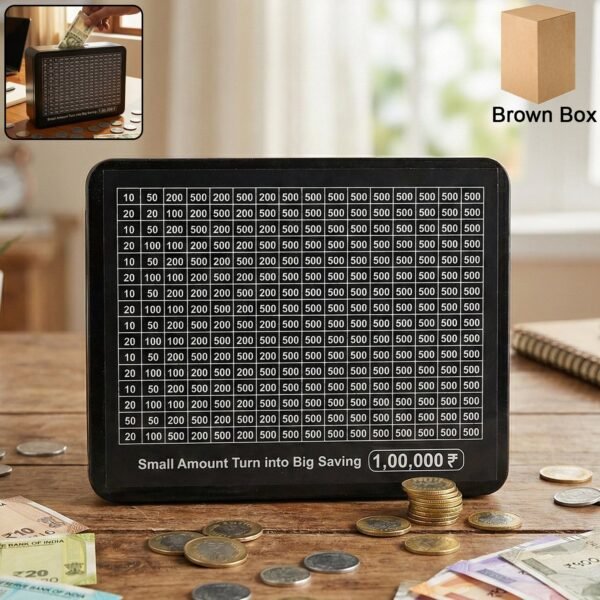 reusable money saving piggy bank with black gel pen (15 × 19 cm, 1 pc)