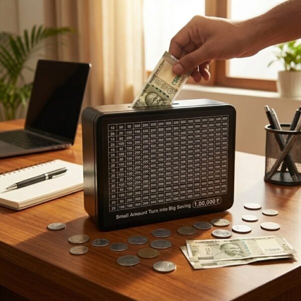 reusable money saving piggy bank with black gel pen (15 Ã— 19 cm, 1 pc)