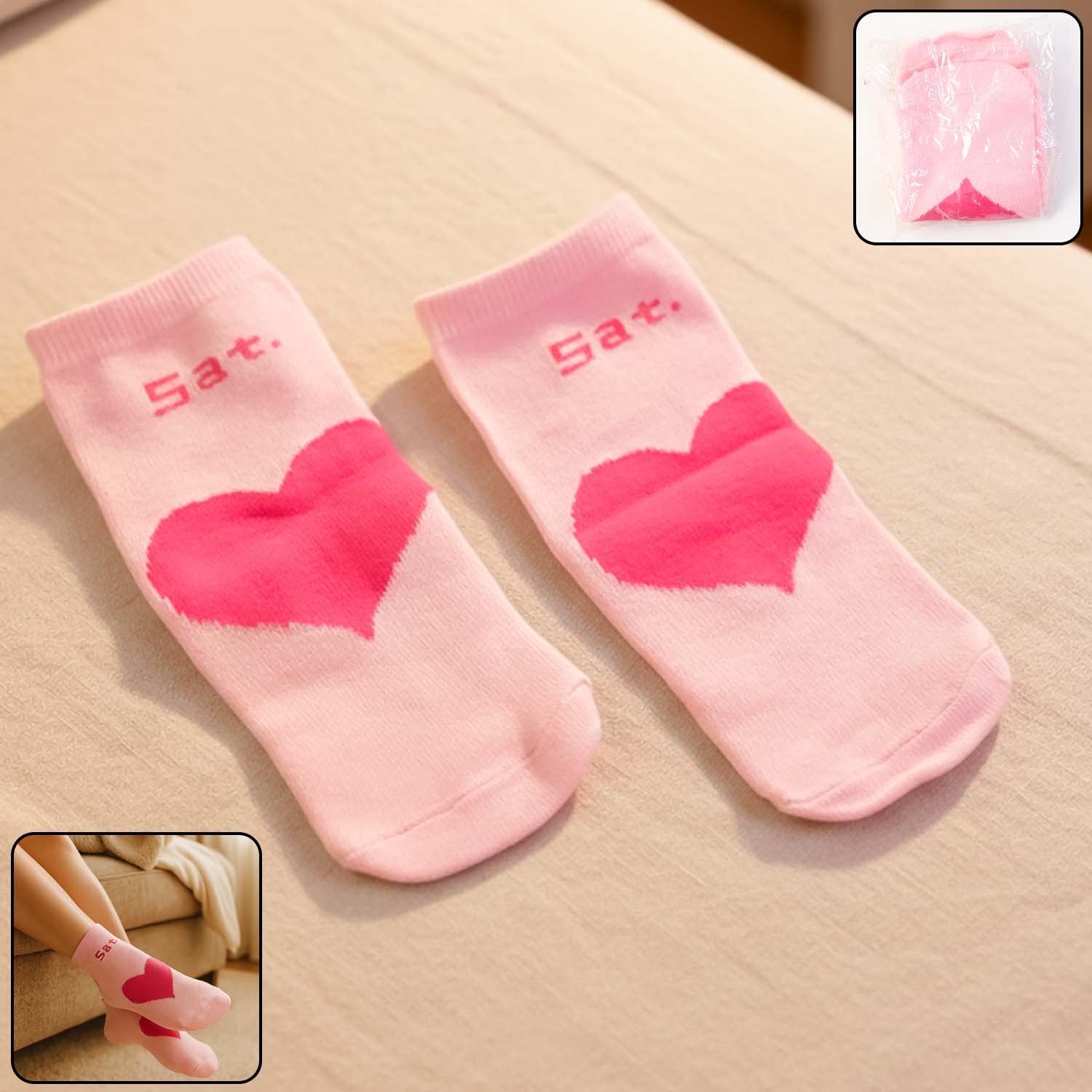 cute heart print ankle length socks (1 pair)