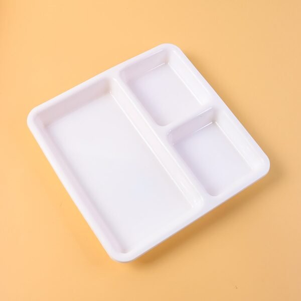 plastic 3 compartment plate for meal serving