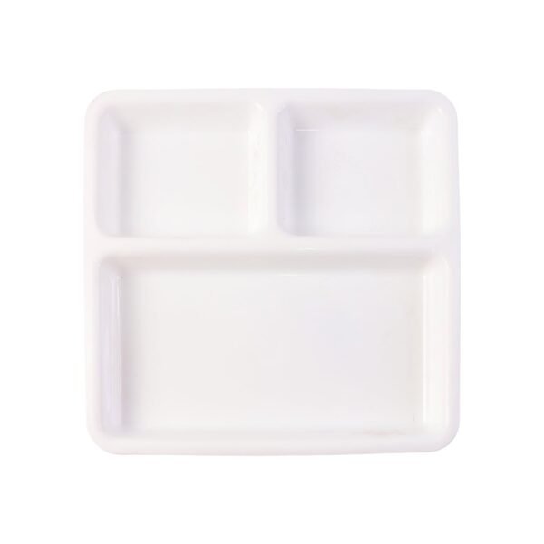 plastic 3 compartment plate for meal serving
