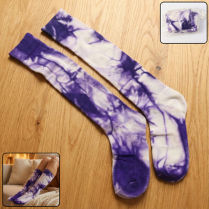 purple & white tie dye long socks (1 pair)