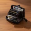 premium black zip around card holder wallet (1 pc)