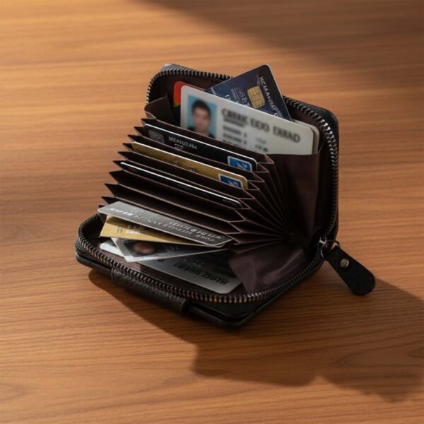 premium black zip around card holder wallet (1 pc)