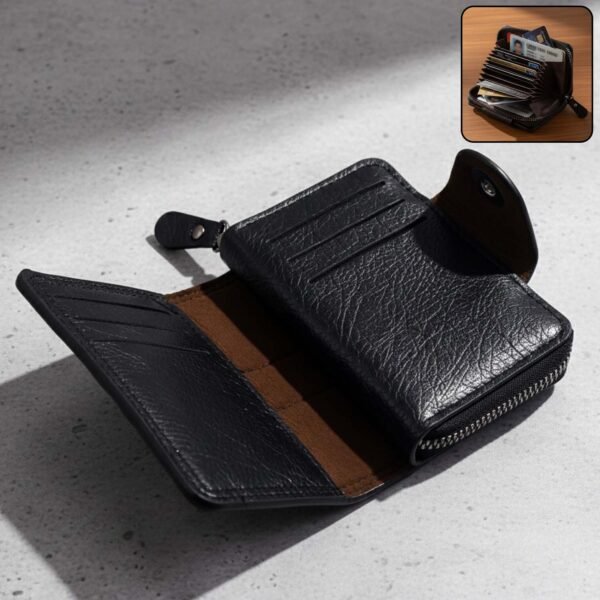 premium black zip around card holder wallet (1 pc)