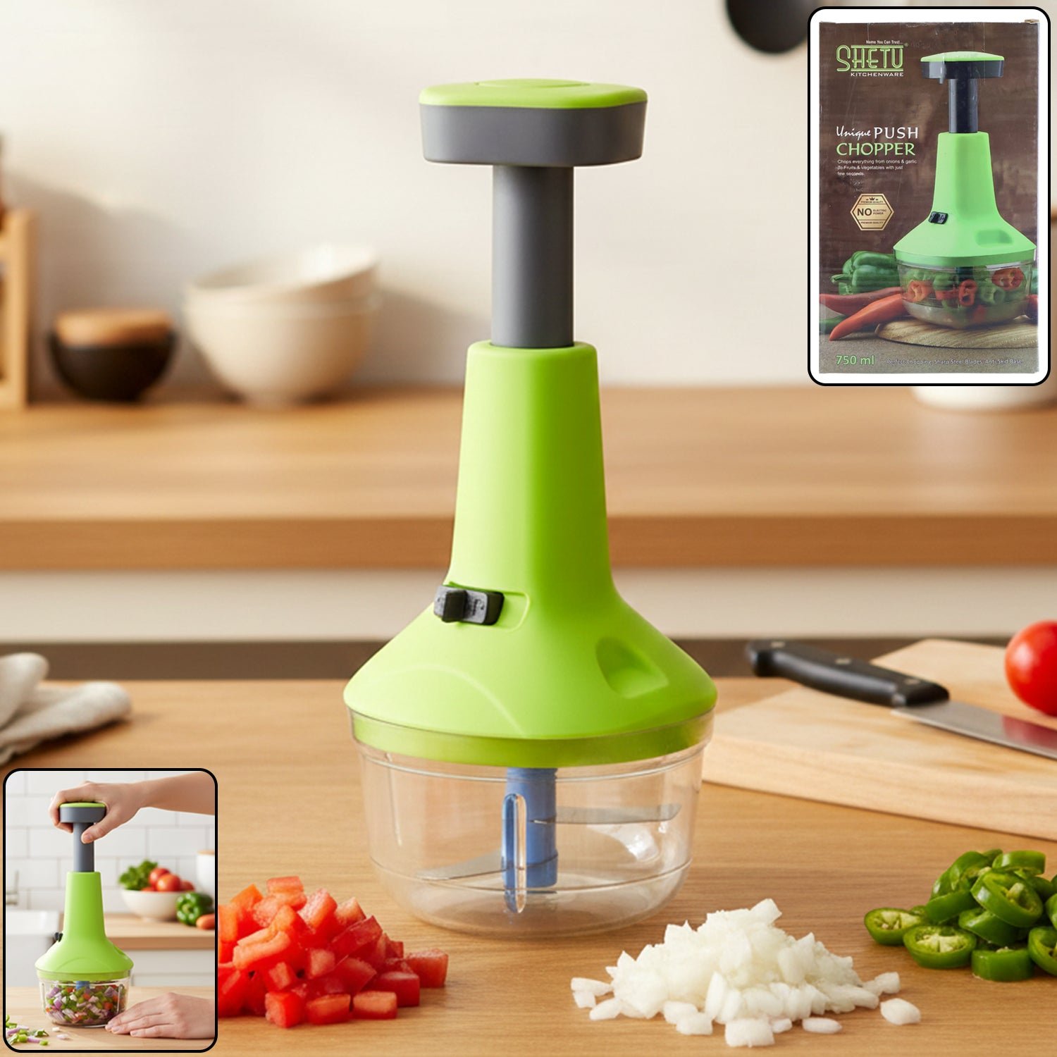 push down vegetable & fruit chopper (b grade / 750 ml)