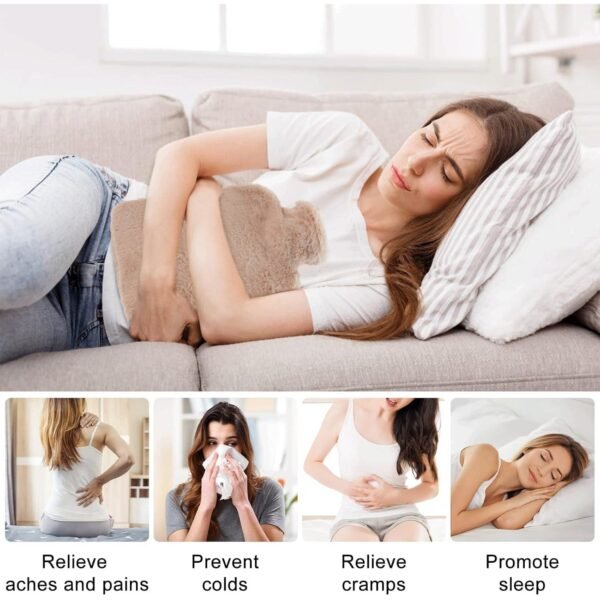 pvc hot water bag with soft fur cover (1 pc)