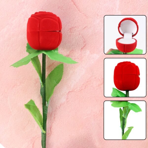 romantic artificial rose ring box stick â€“ 2 piece flower shaped