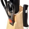 kitchen knife set with wooden block and scissors, chhari (5 pcs, black)