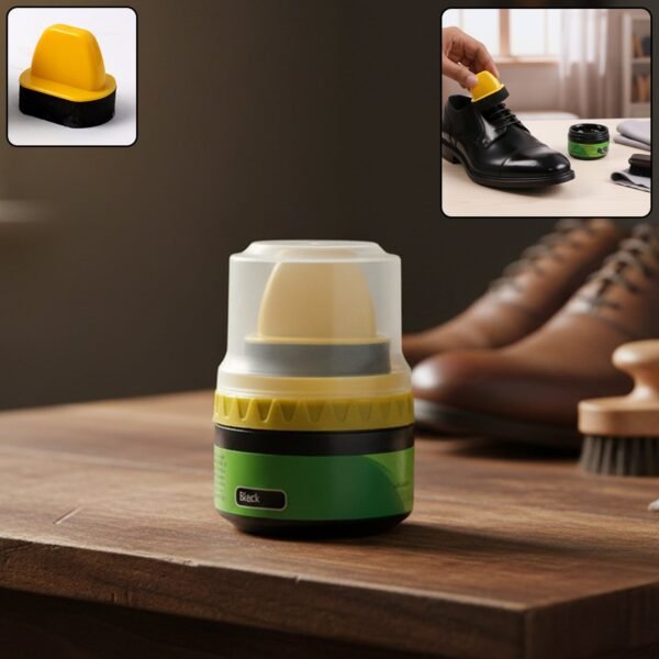 black shoe polish cream with built in sponge applicator (60 ml approx)