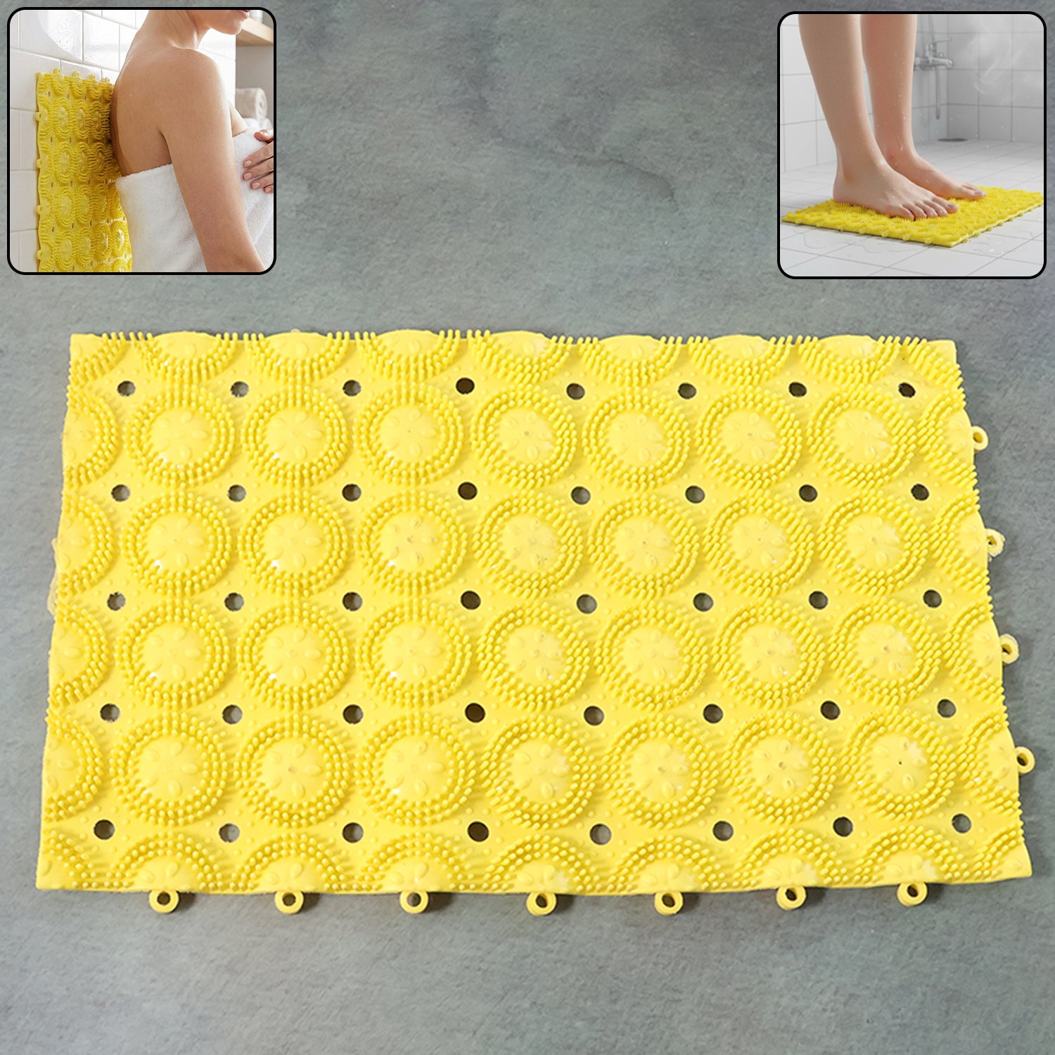 multipurpose anti slip bathroom massage mat with suction cups (33 × 21 cm)