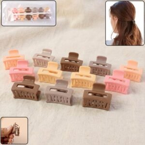 stylish mini hair claw clips set, 12 pc